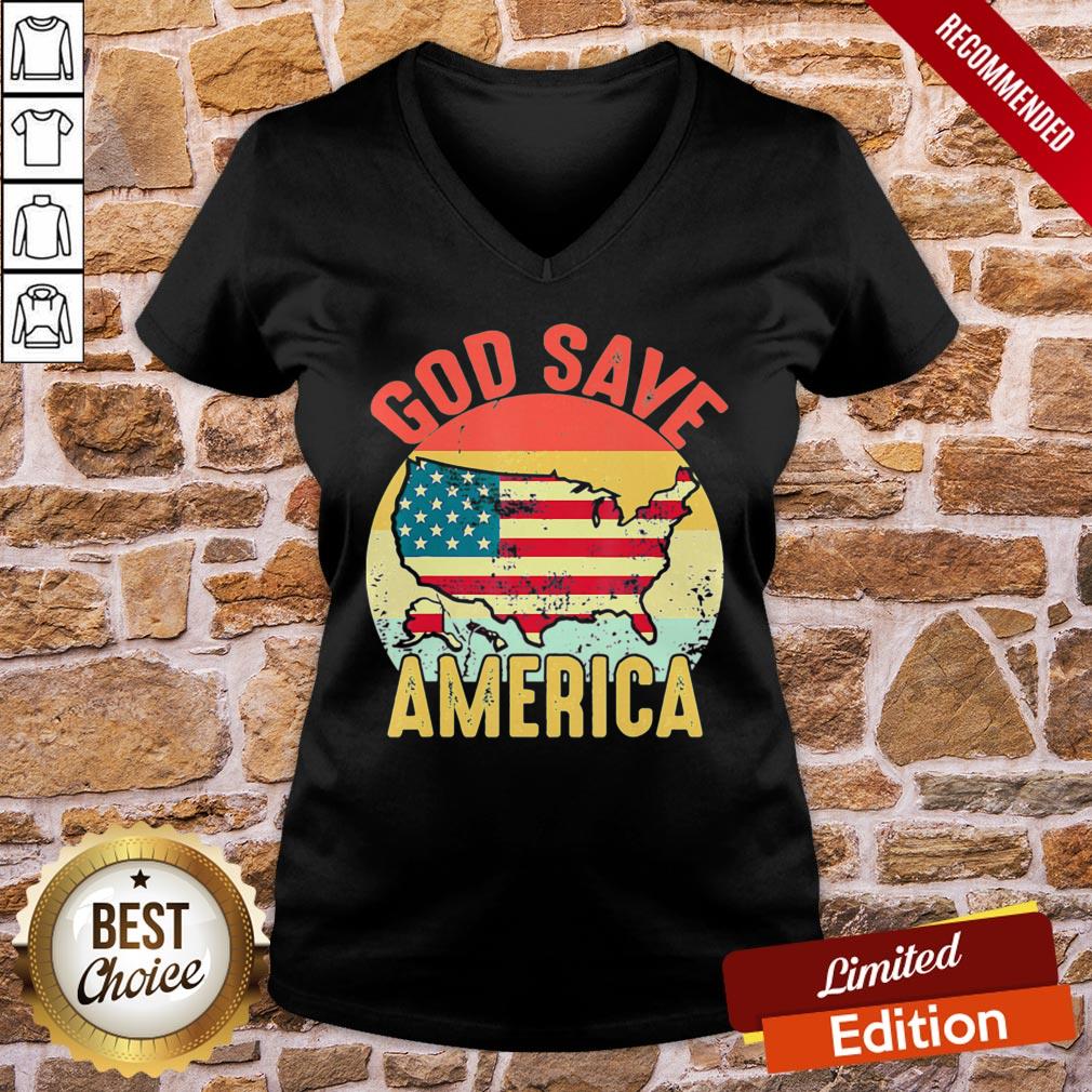 Awesome Retro Vintage God Save America US Flag Patriotic American Shirt