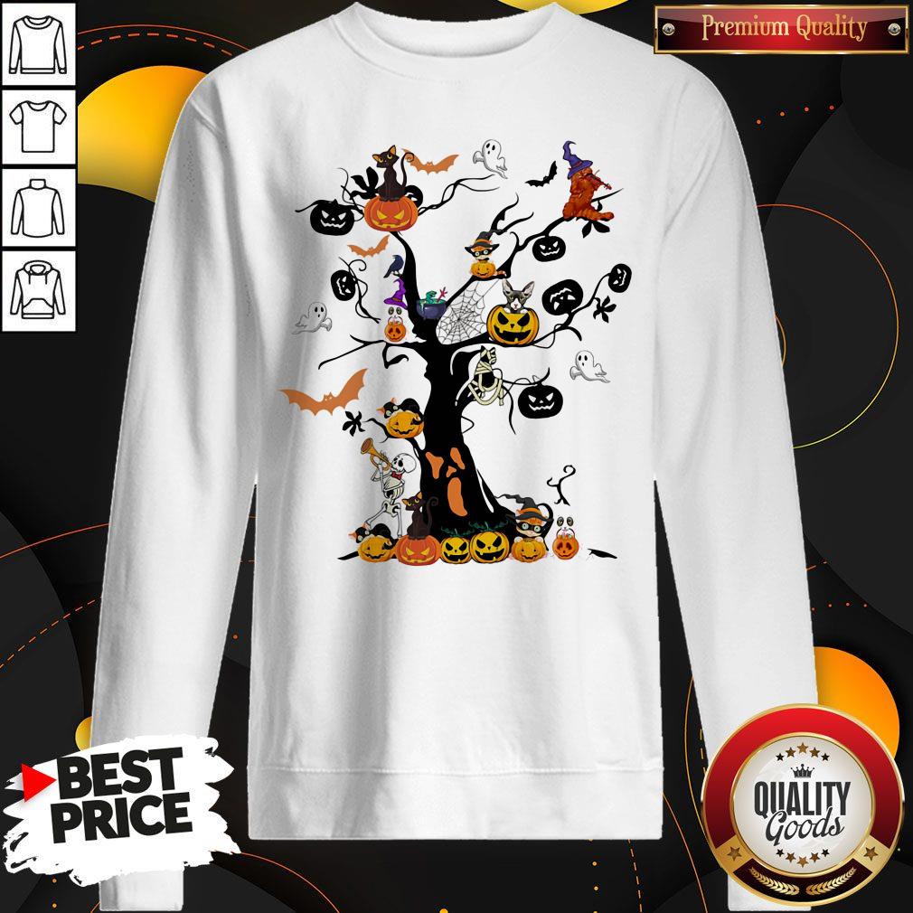 Awesome The Halloween Day Pumpkin Skull Ghost Cat Shirt