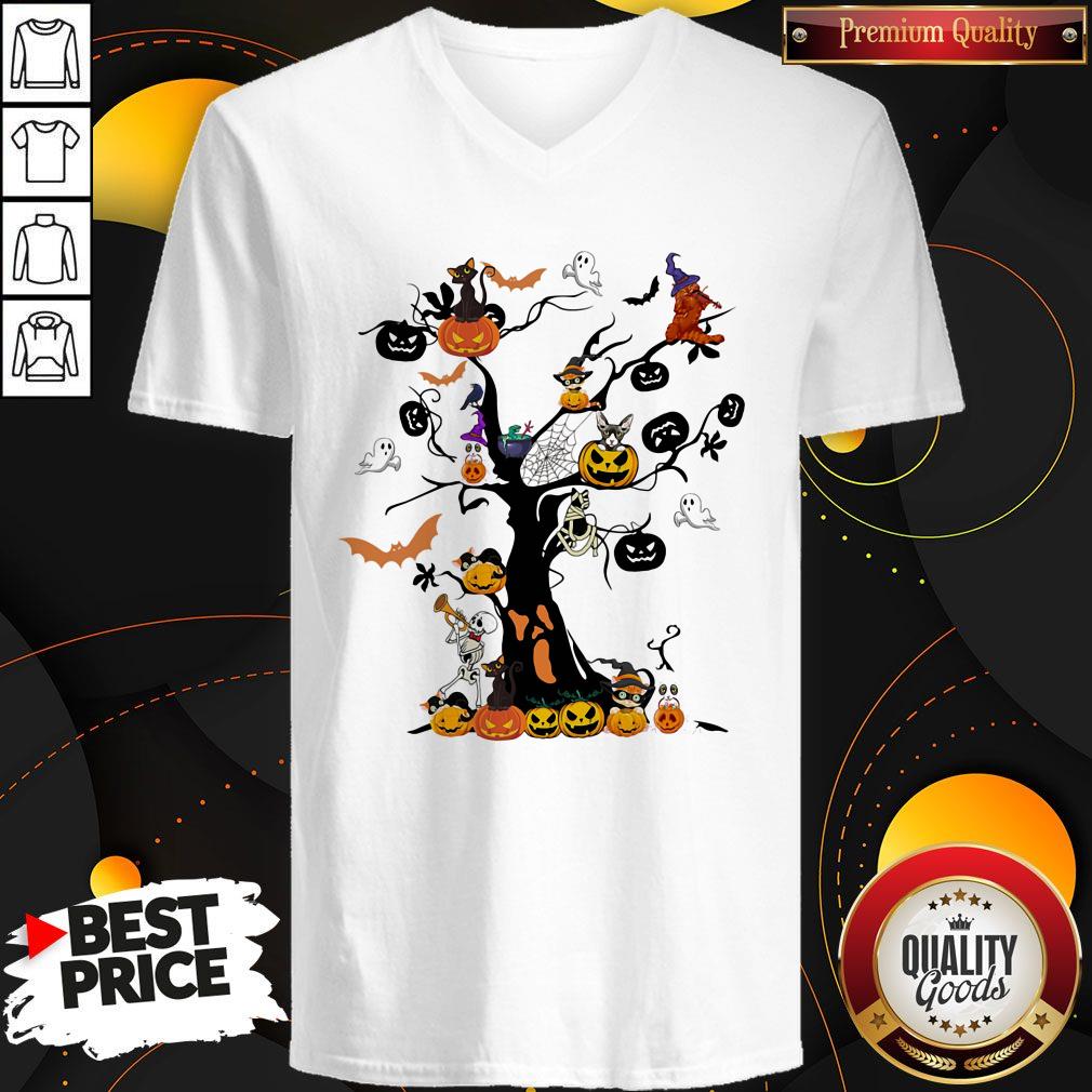 Awesome The Halloween Day Pumpkin Skull Ghost Cat Shirt