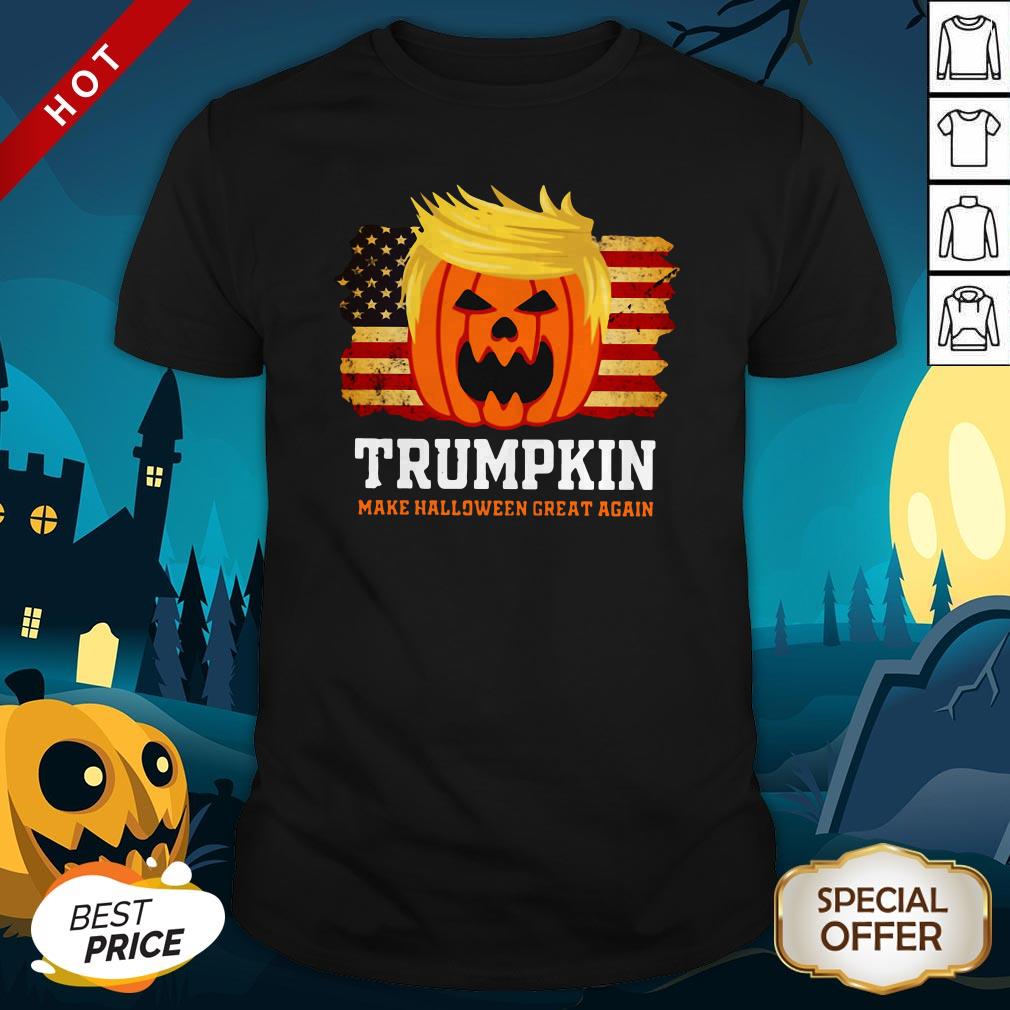 Awesome Trumpkin Make Halloween Great Again American Flag Shirt