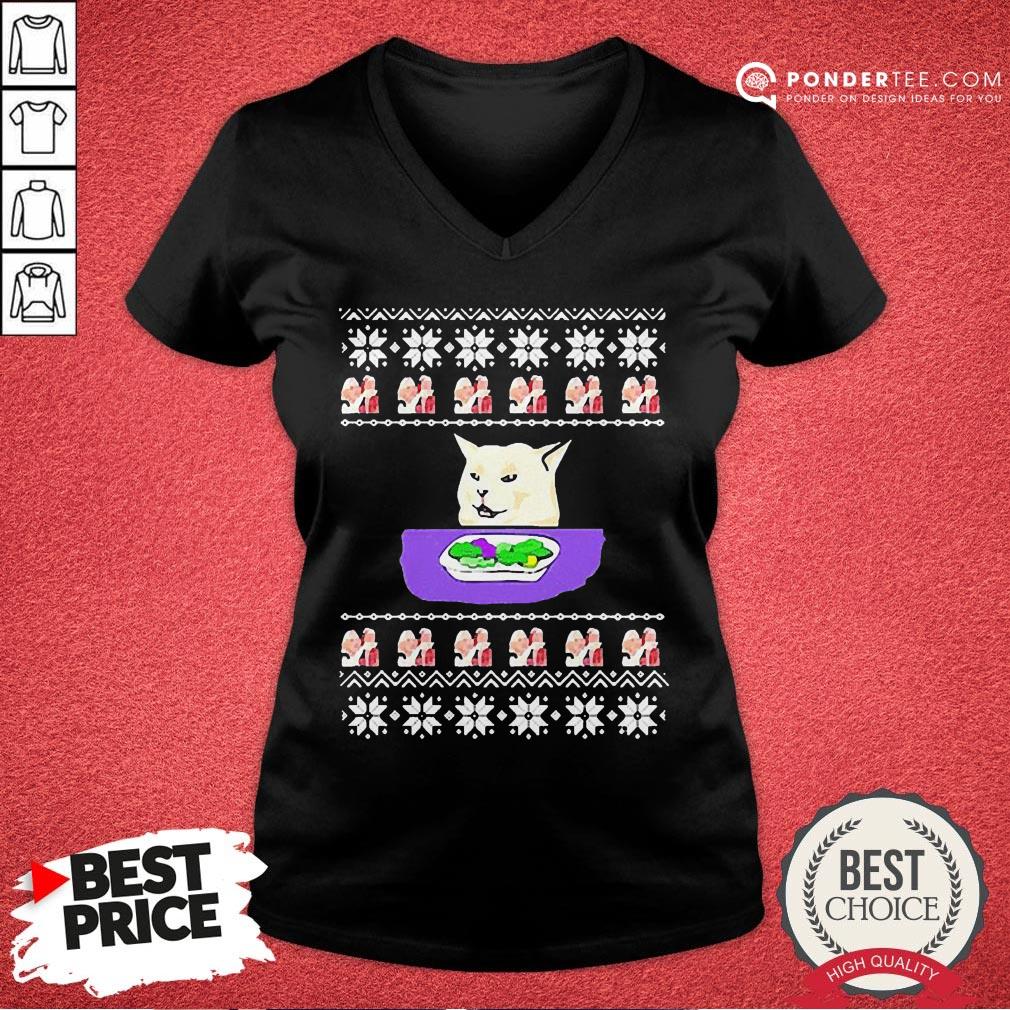 Awesome Woman Yelling Cat Meme Ugly Christmas Shirt