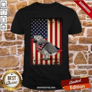 Grey Parrot American Flag Shirt
