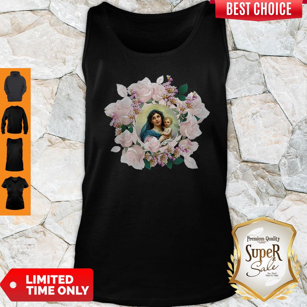 Official Blessed Mother Mary And Jesus Flowers Shirt