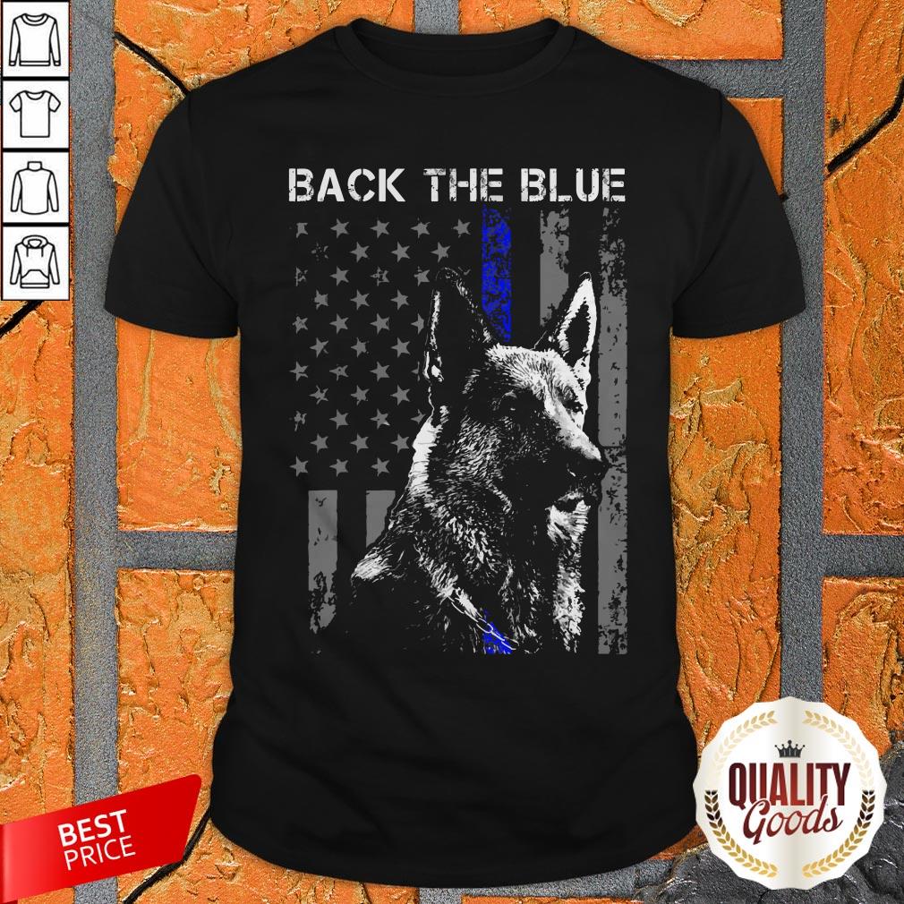 Back The Blue K 9 German Shepherd Police American Flag Shirt