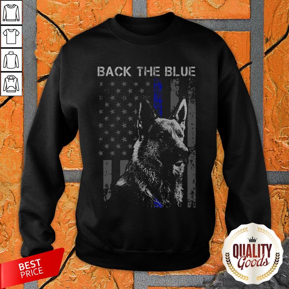 Back The Blue K 9 German Shepherd Police American Flag Shirt