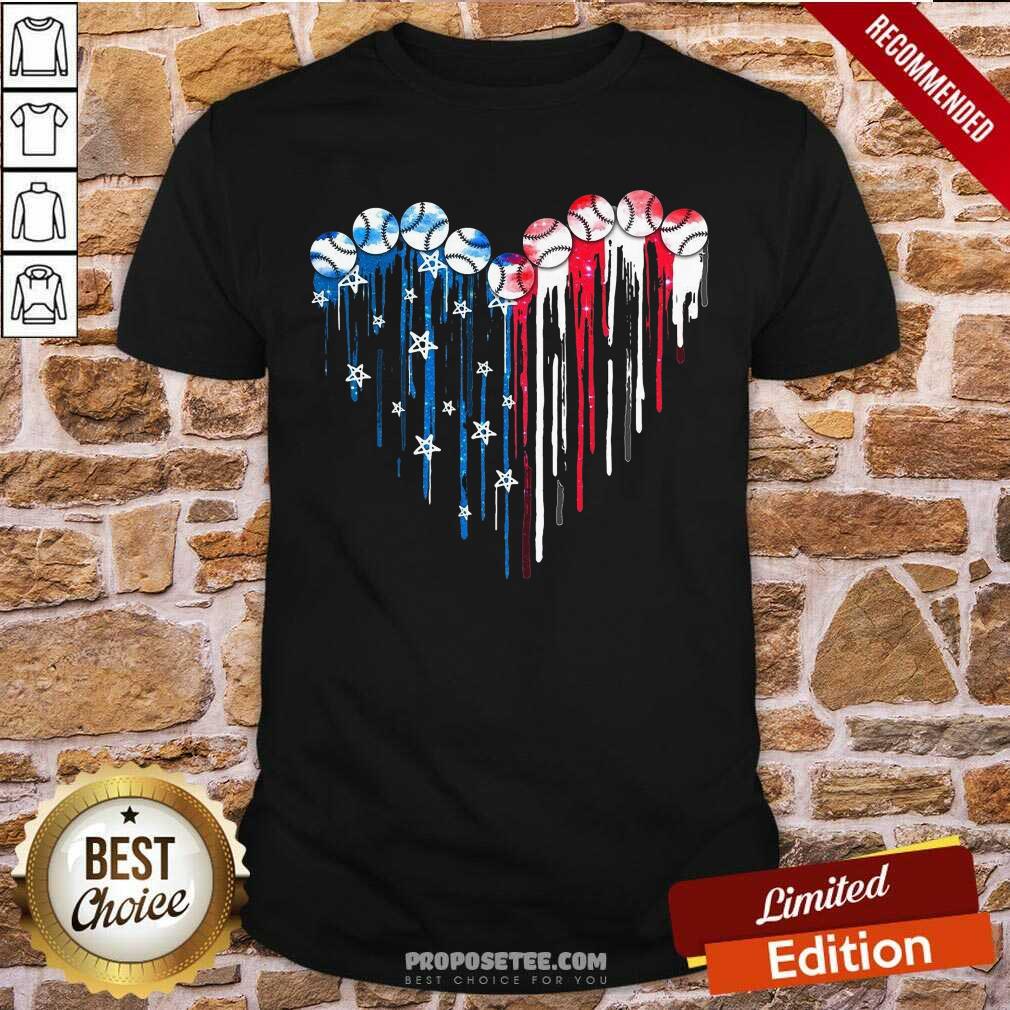 Baseball Heart American Flag Shirt