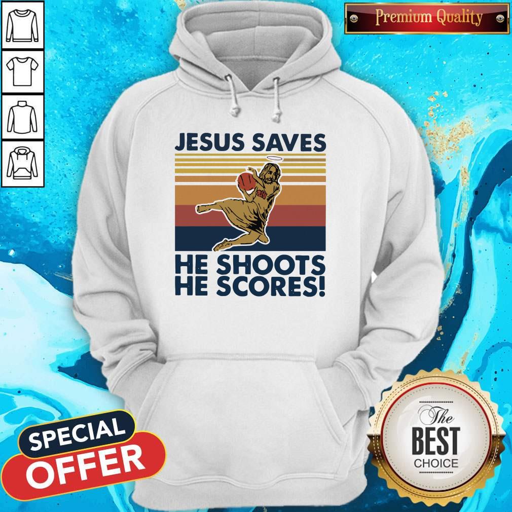 Basketball Jesus Saves He Shoots He Scores Vintage Retro Shirt