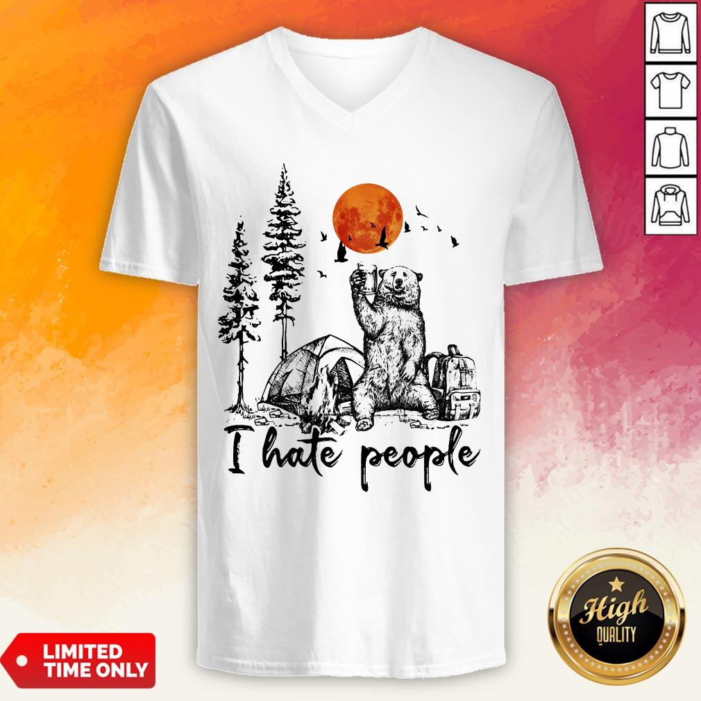 Bear Drink Beer Camping I Hate People Shirt