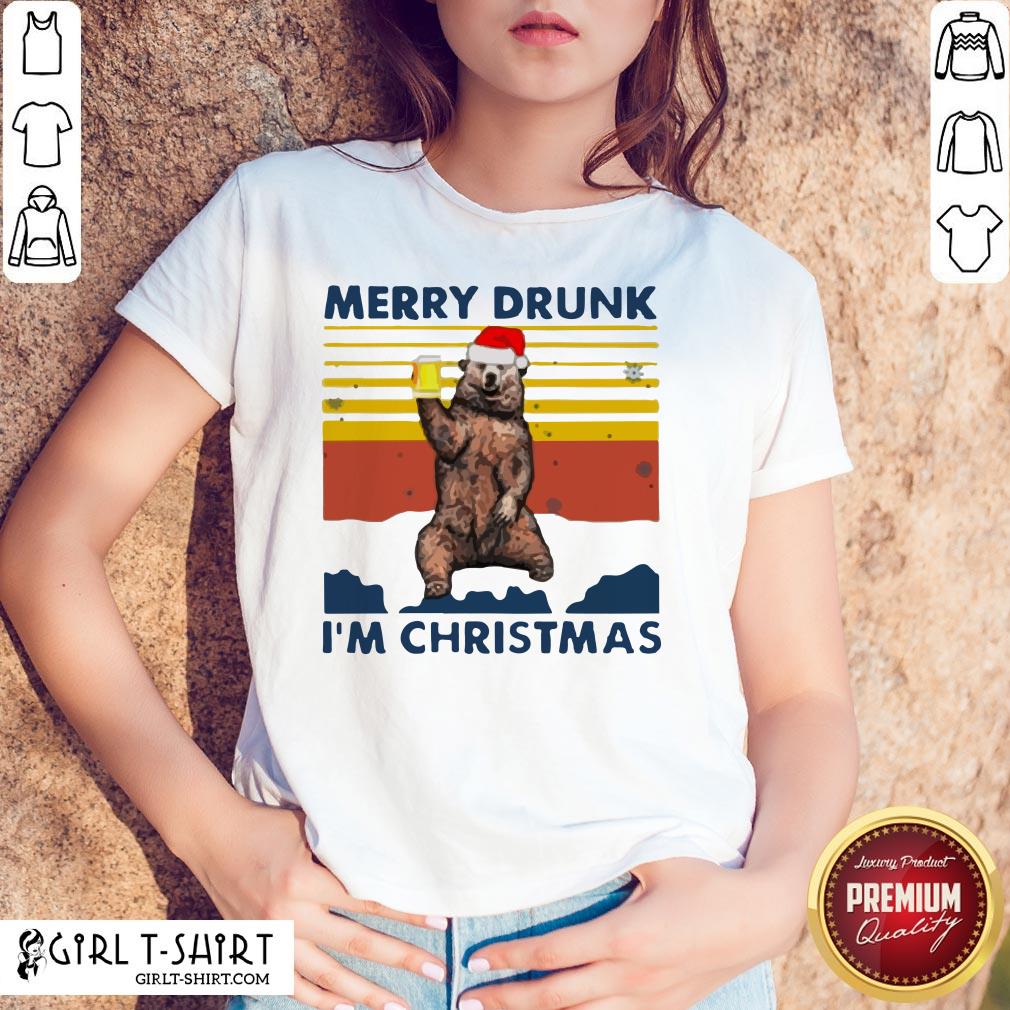Bear Drink Beer Merry Drunk I’m Christmas Vintage Shirt