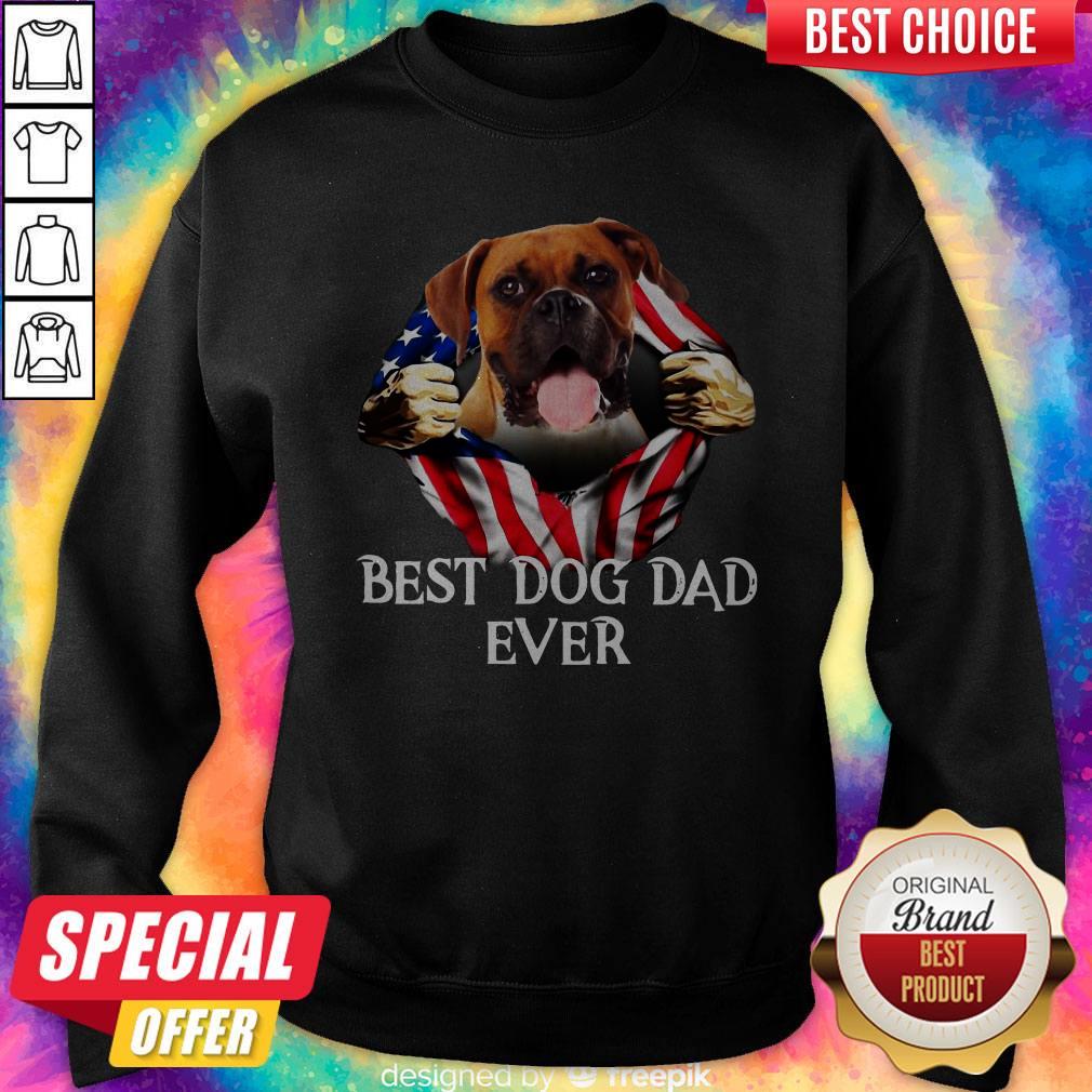 Beautiful Blood Inside Me Boxer Dog American Flag Best Dog Dad Ever Shirt