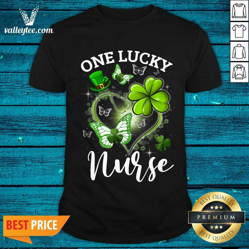 Beautiful Lucky Irish St Patricks Day Nurse Shamrock Heart Butterfly Shirt