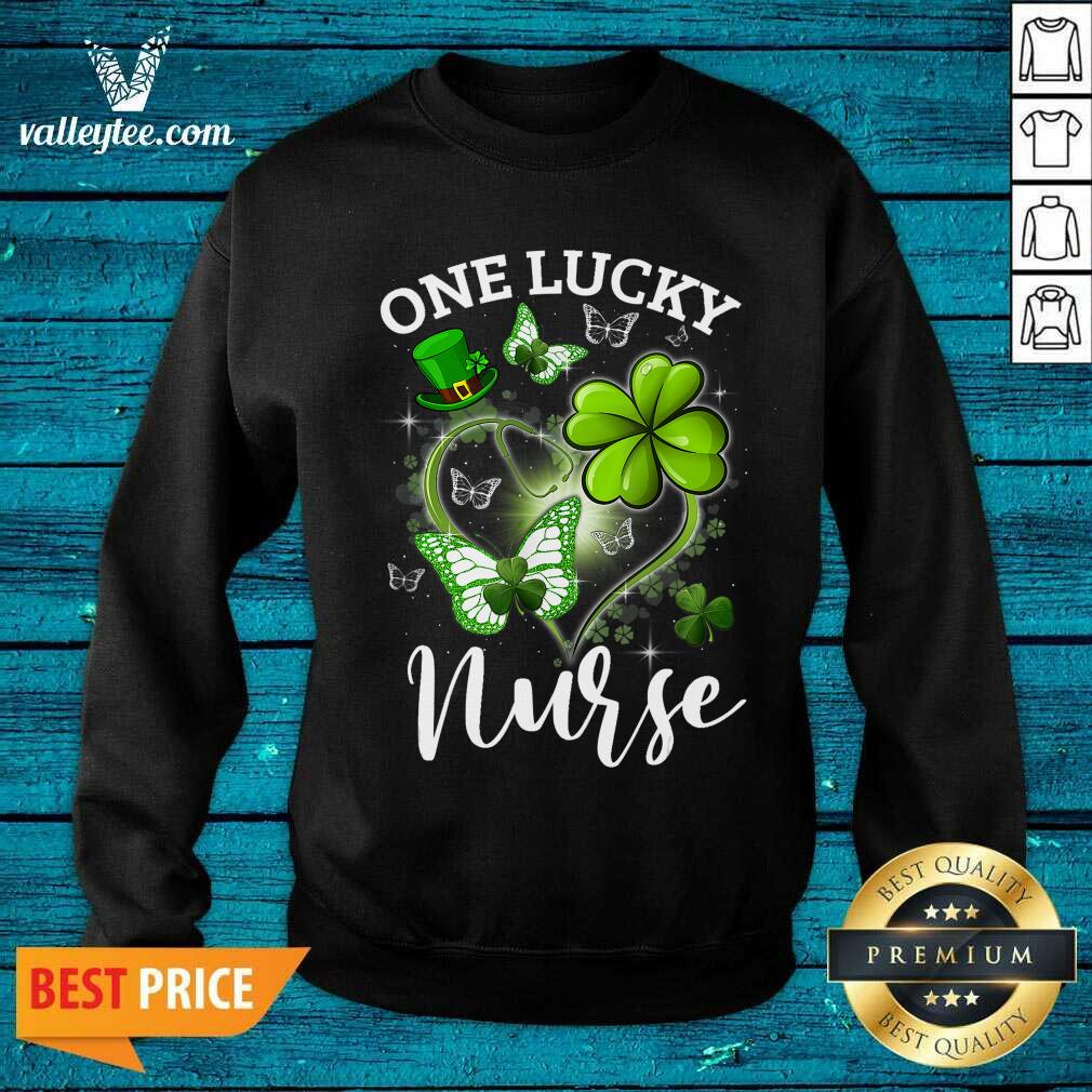 Beautiful Lucky Irish St Patricks Day Nurse Shamrock Heart Butterfly Shirt
