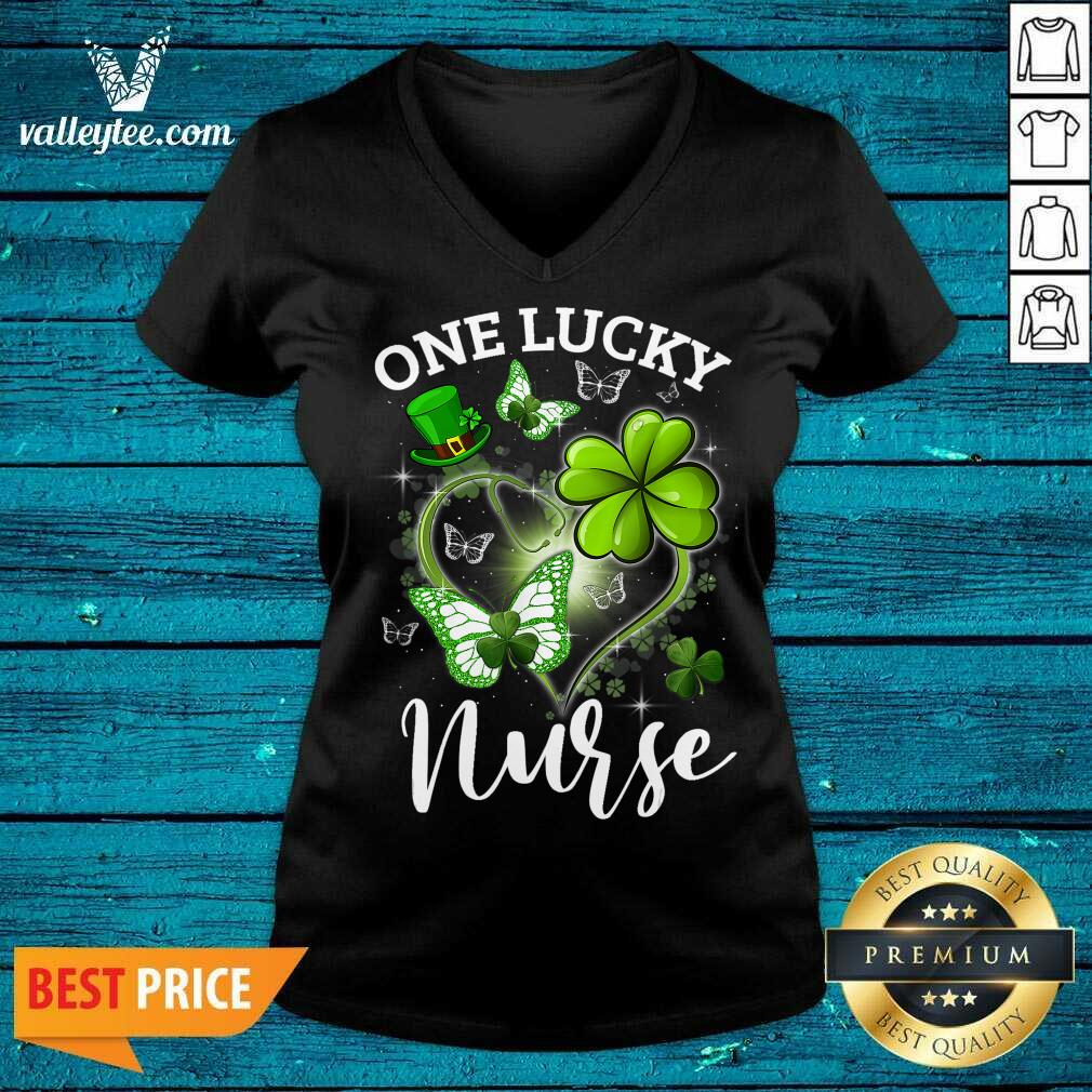 Beautiful Lucky Irish St Patricks Day Nurse Shamrock Heart Butterfly Shirt