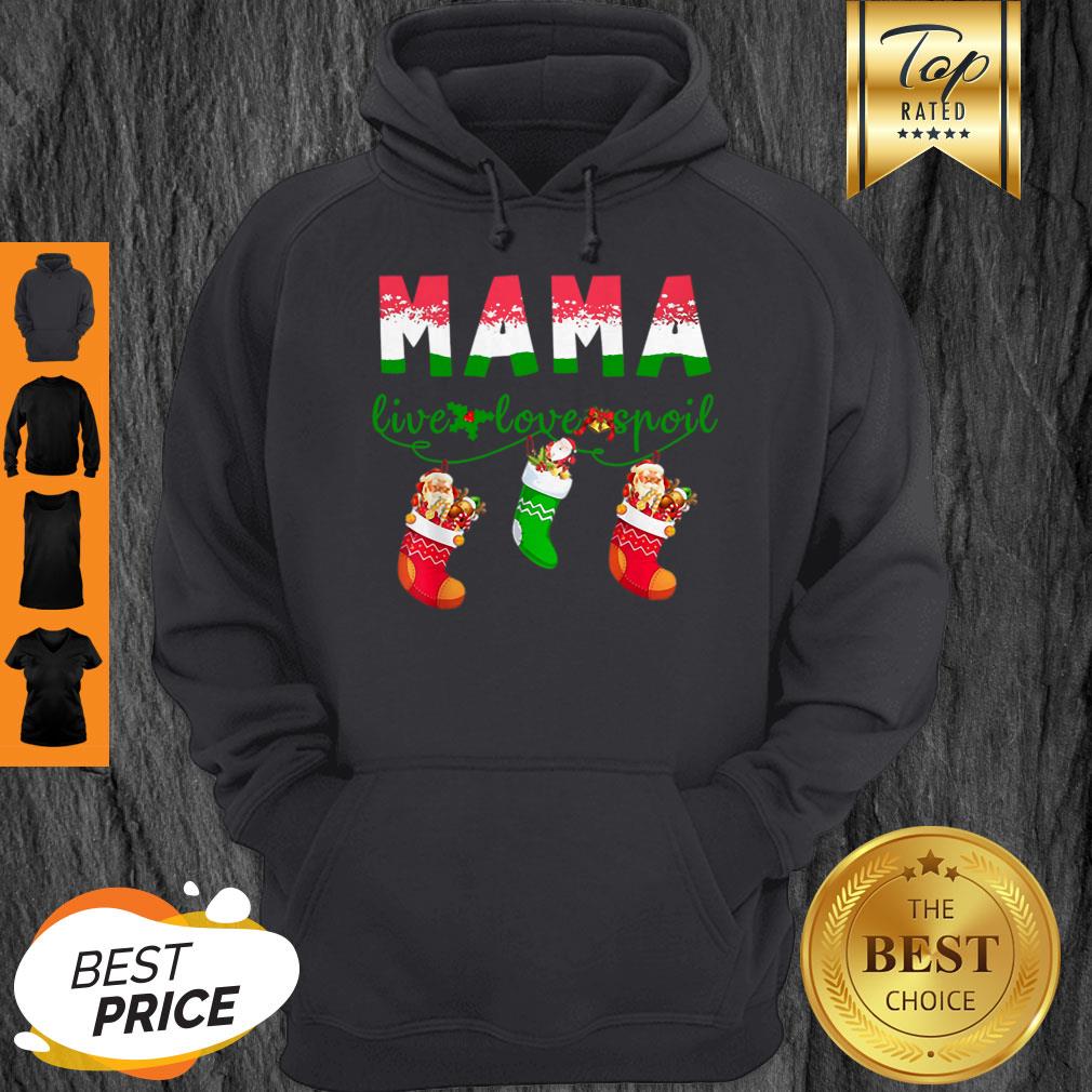 Beautiful Mama Love Love Spoil Tee Christmas Santa Socks Grandma Gift Shirt
