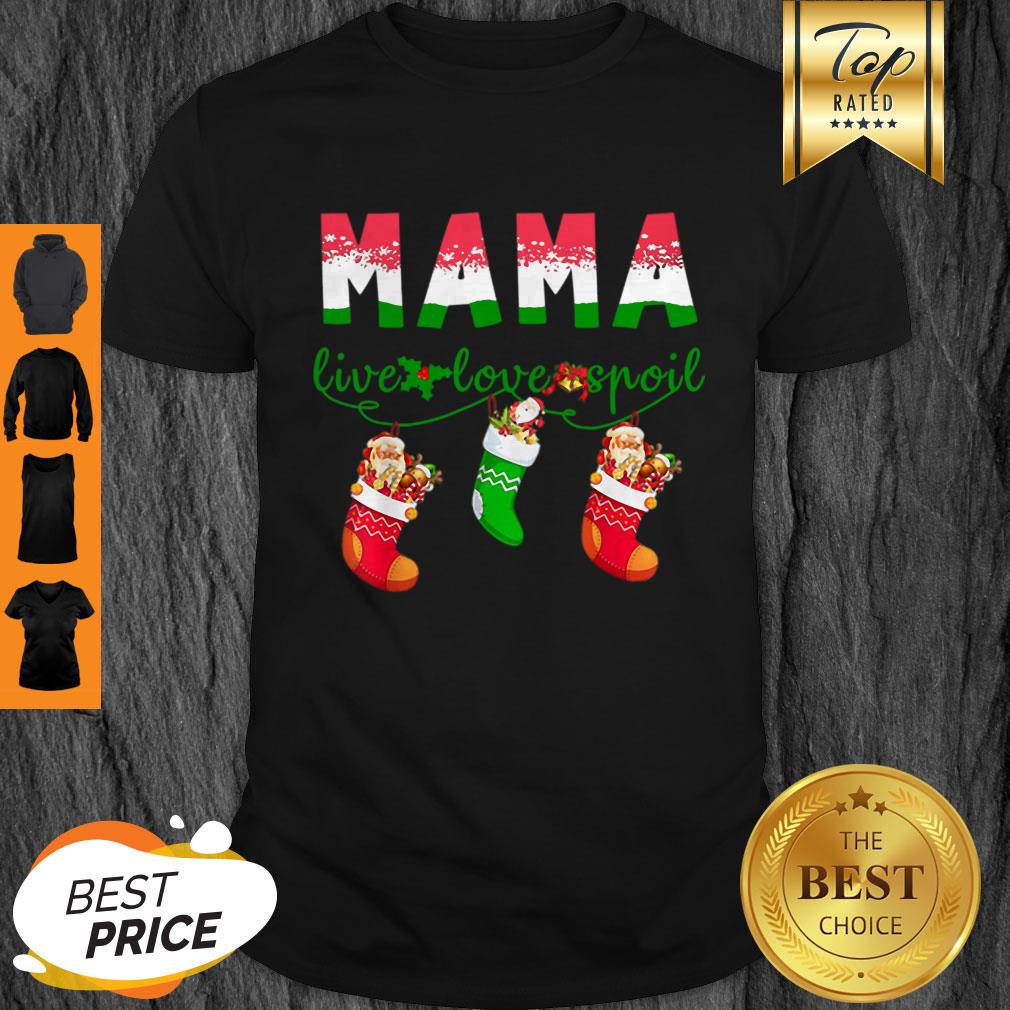 Beautiful Mama Love Love Spoil Tee Christmas Santa Socks Grandma Gift Shirt