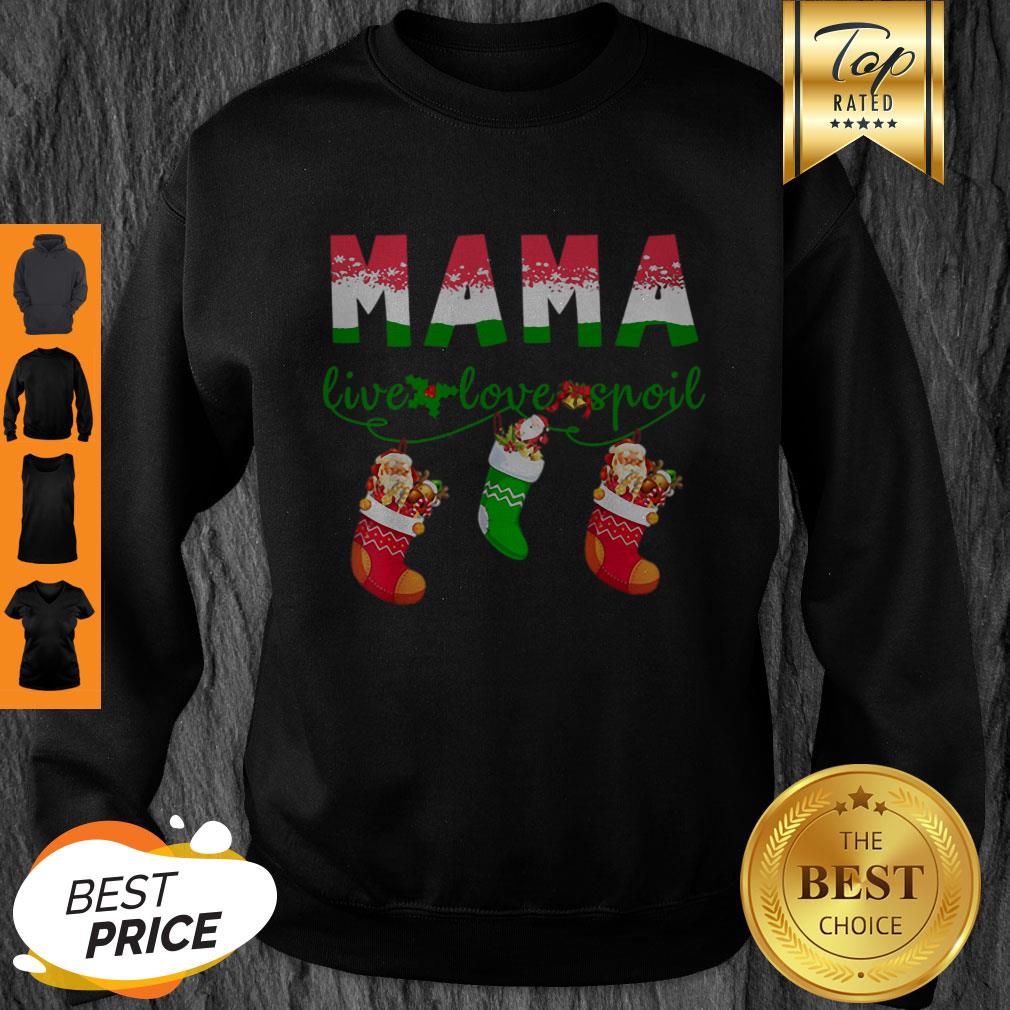 Beautiful Mama Love Love Spoil Tee Christmas Santa Socks Grandma Gift Shirt