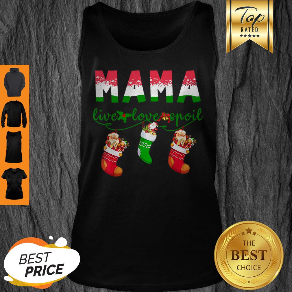 Beautiful Mama Love Love Spoil Tee Christmas Santa Socks Grandma Gift Shirt