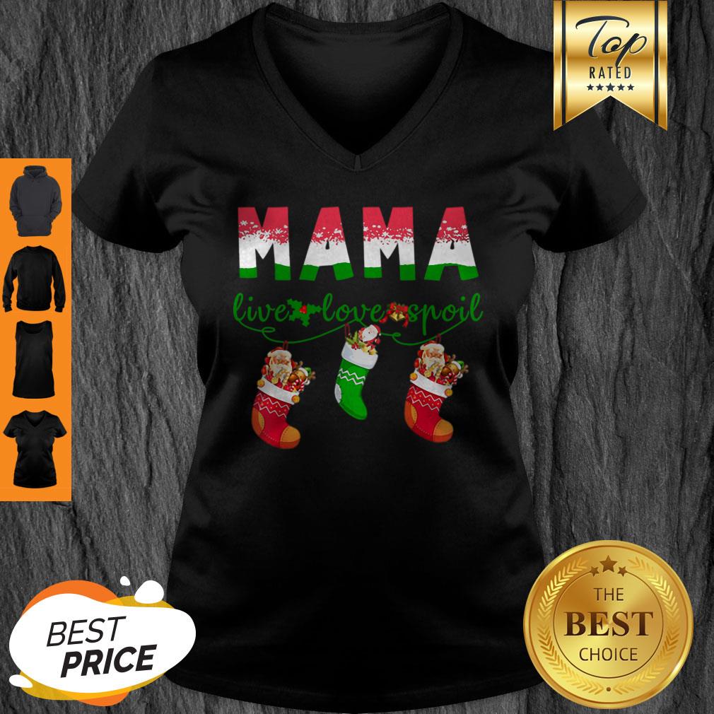 Beautiful Mama Love Love Spoil Tee Christmas Santa Socks Grandma Gift Shirt