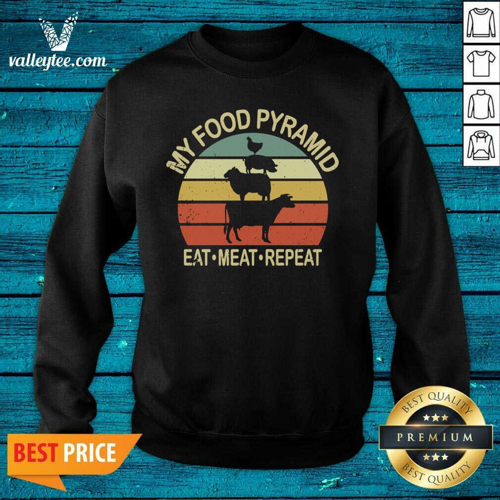 Beautiful My Food Pyramid Eat Meat Repeat BBQ Vintage Shirt
