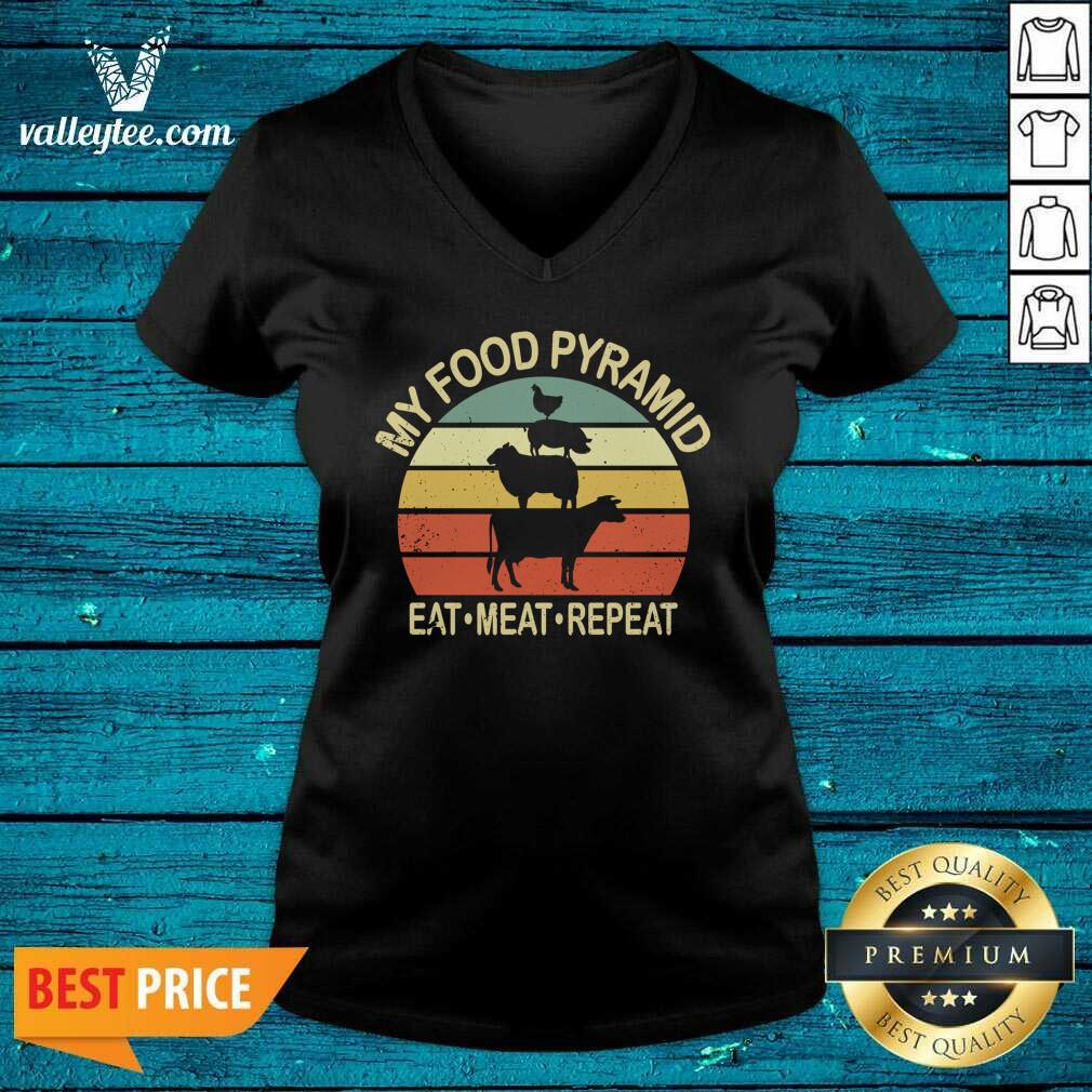Beautiful My Food Pyramid Eat Meat Repeat BBQ Vintage Shirt