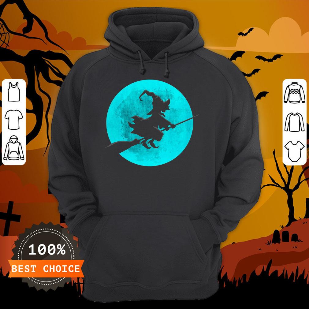 Beautiful Witch On Broom With Full Moon Gift For Halloween Costume Shirt