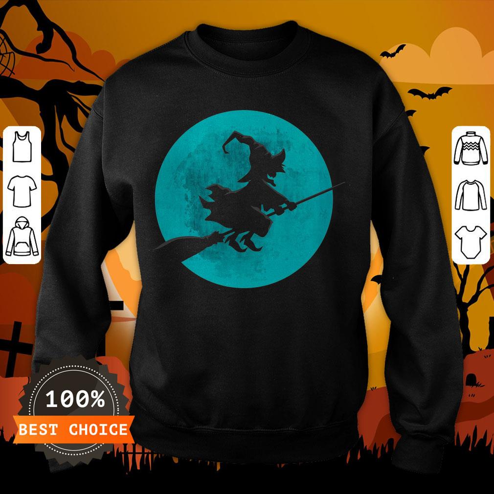 Beautiful Witch On Broom With Full Moon Gift For Halloween Costume Shirt