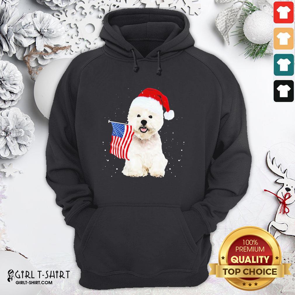 Search Poodle Santa American Flag Happy Christmas Shirt
