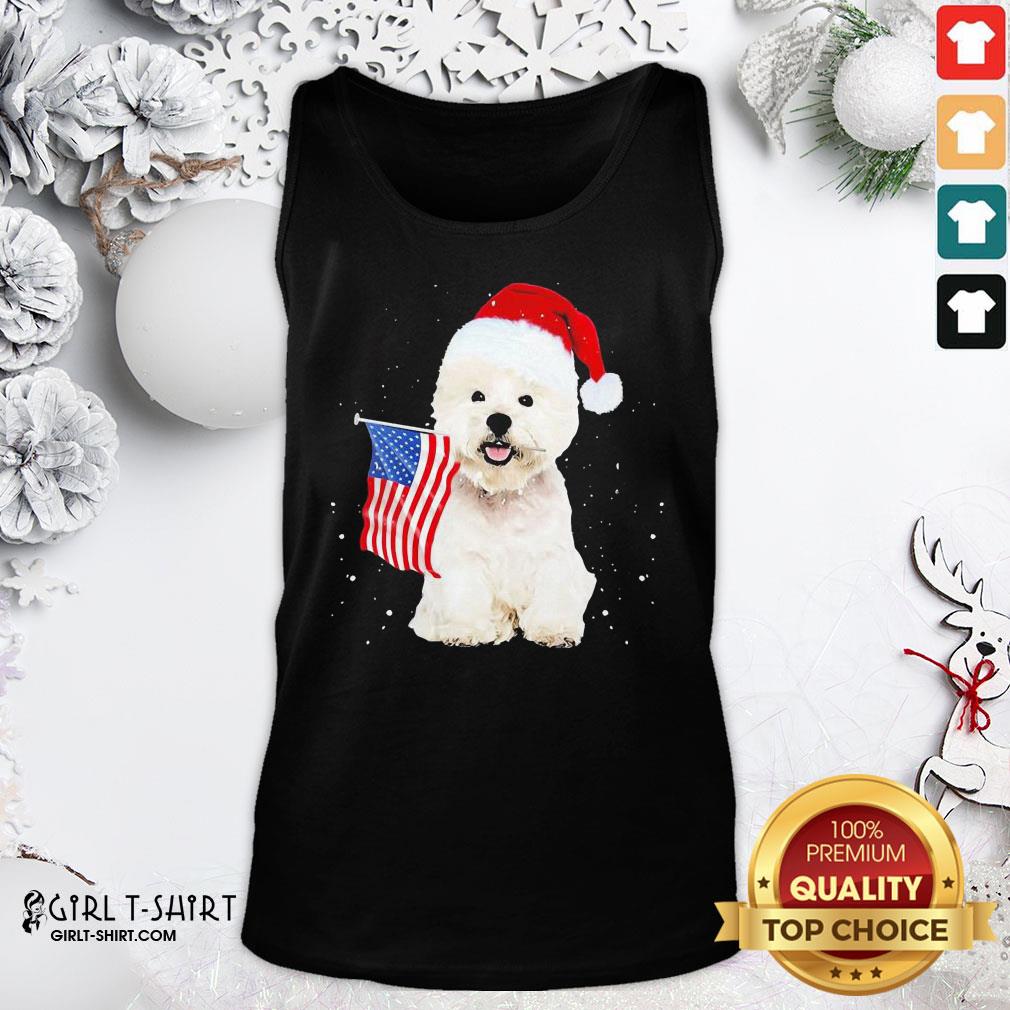 Search Poodle Santa American Flag Happy Christmas Shirt