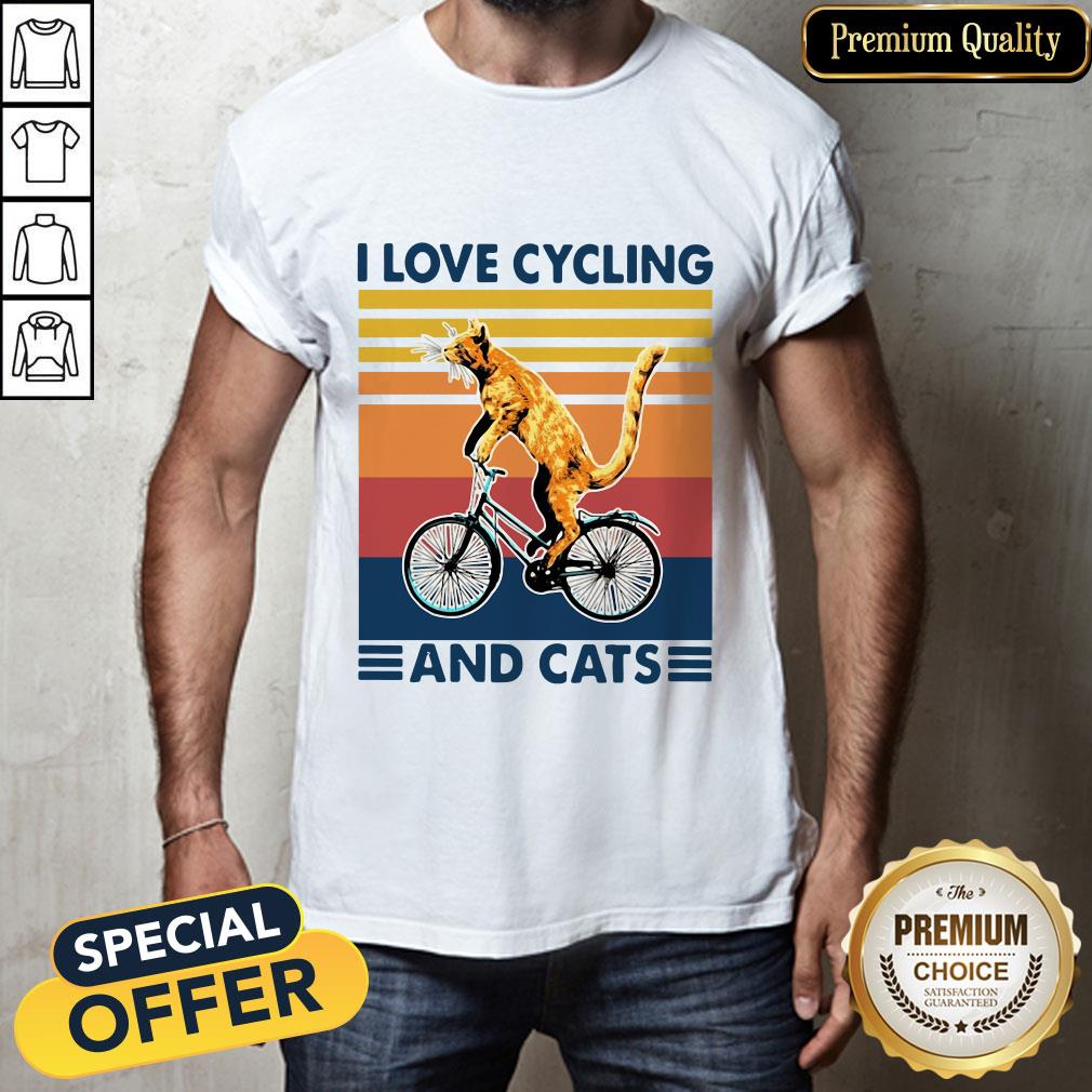 Bicycle I Love Cycling And Cats Vintage Shirt