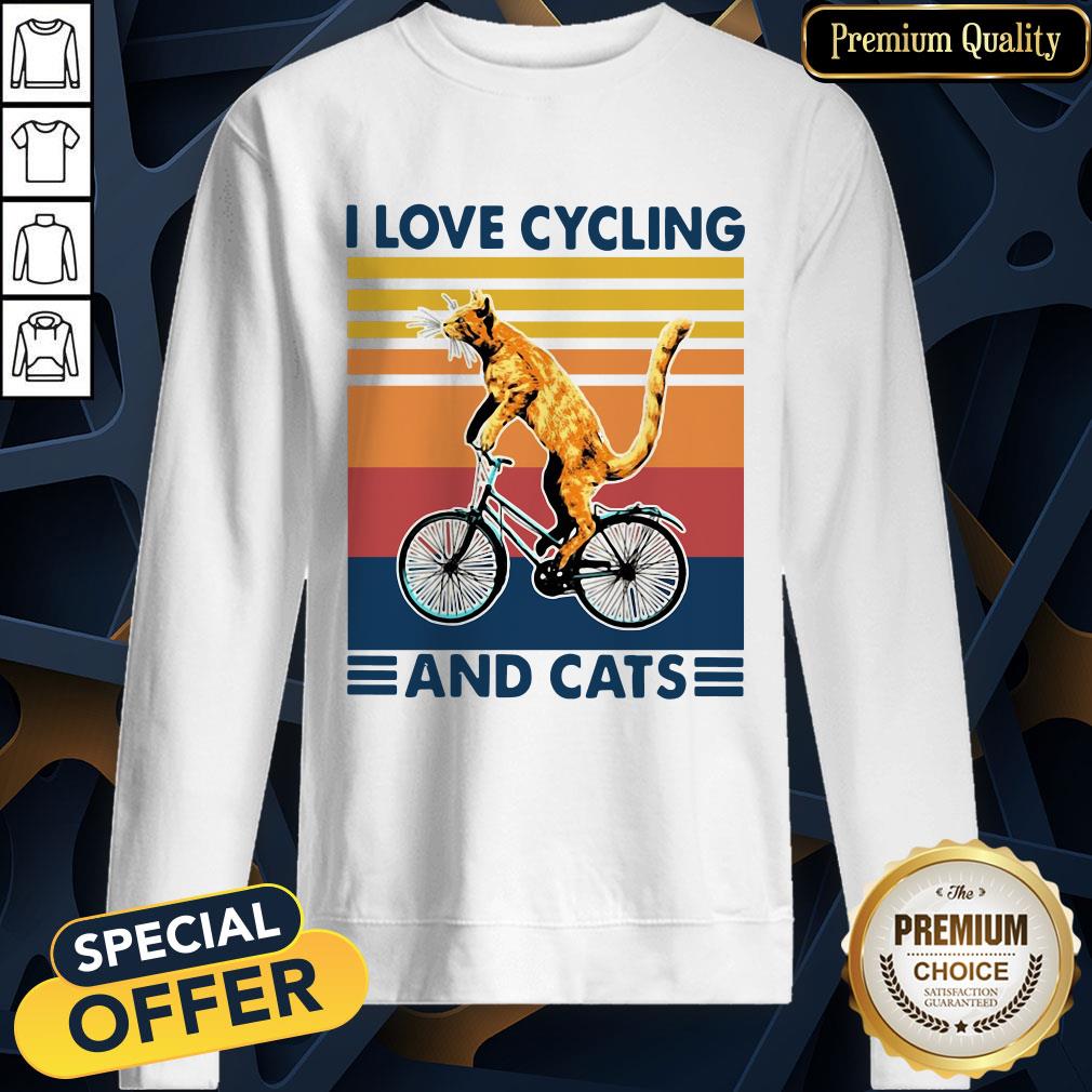Bicycle I Love Cycling And Cats Vintage Shirt