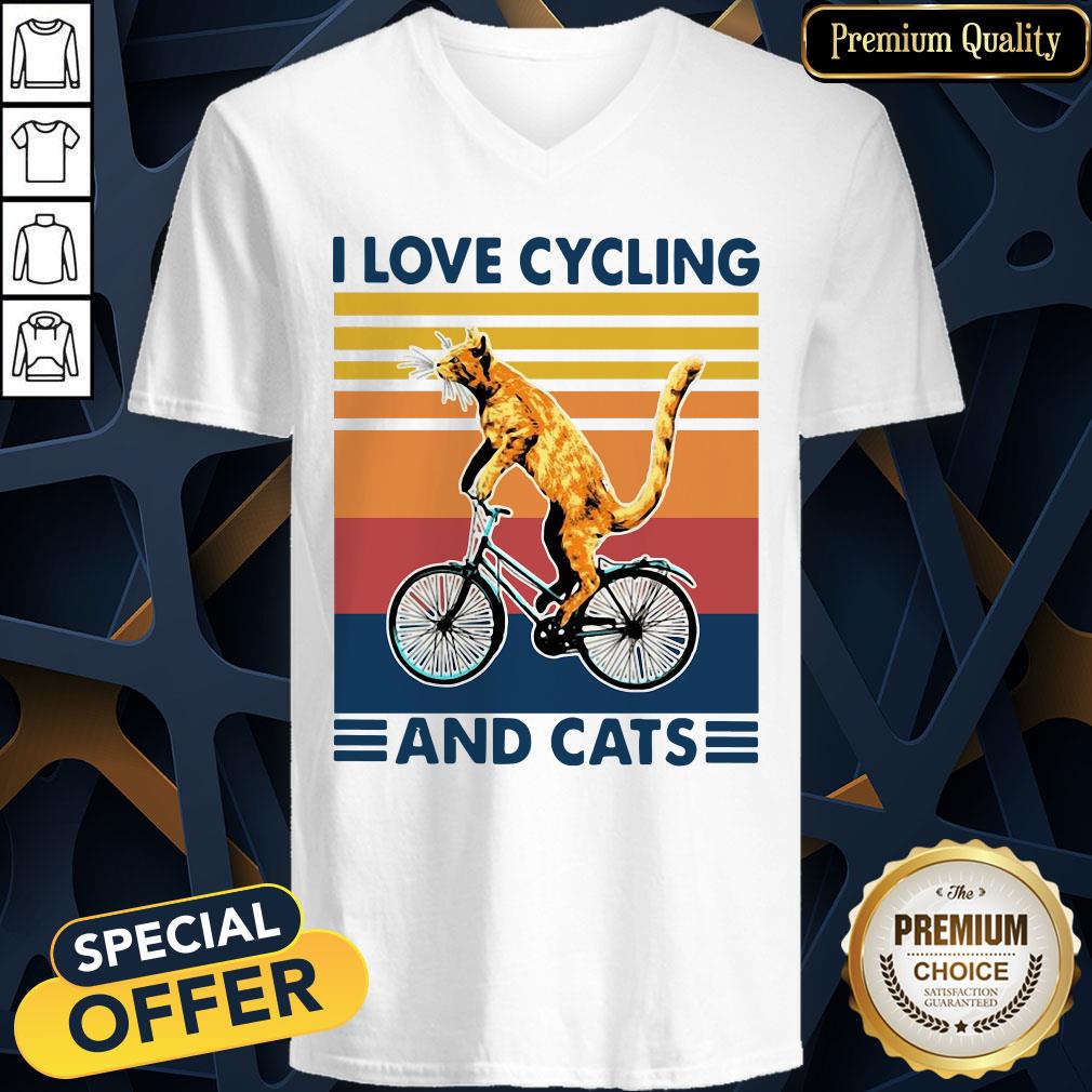 Bicycle I Love Cycling And Cats Vintage Shirt