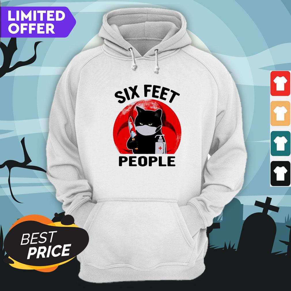 Black Cat Biohazard Symbol Six Feet People Halloween Shirt