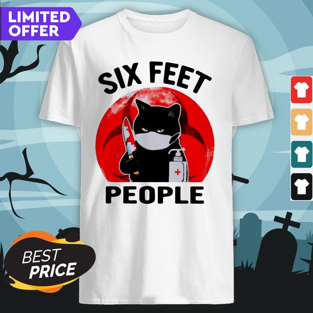 Black Cat Biohazard Symbol Six Feet People Halloween Shirt