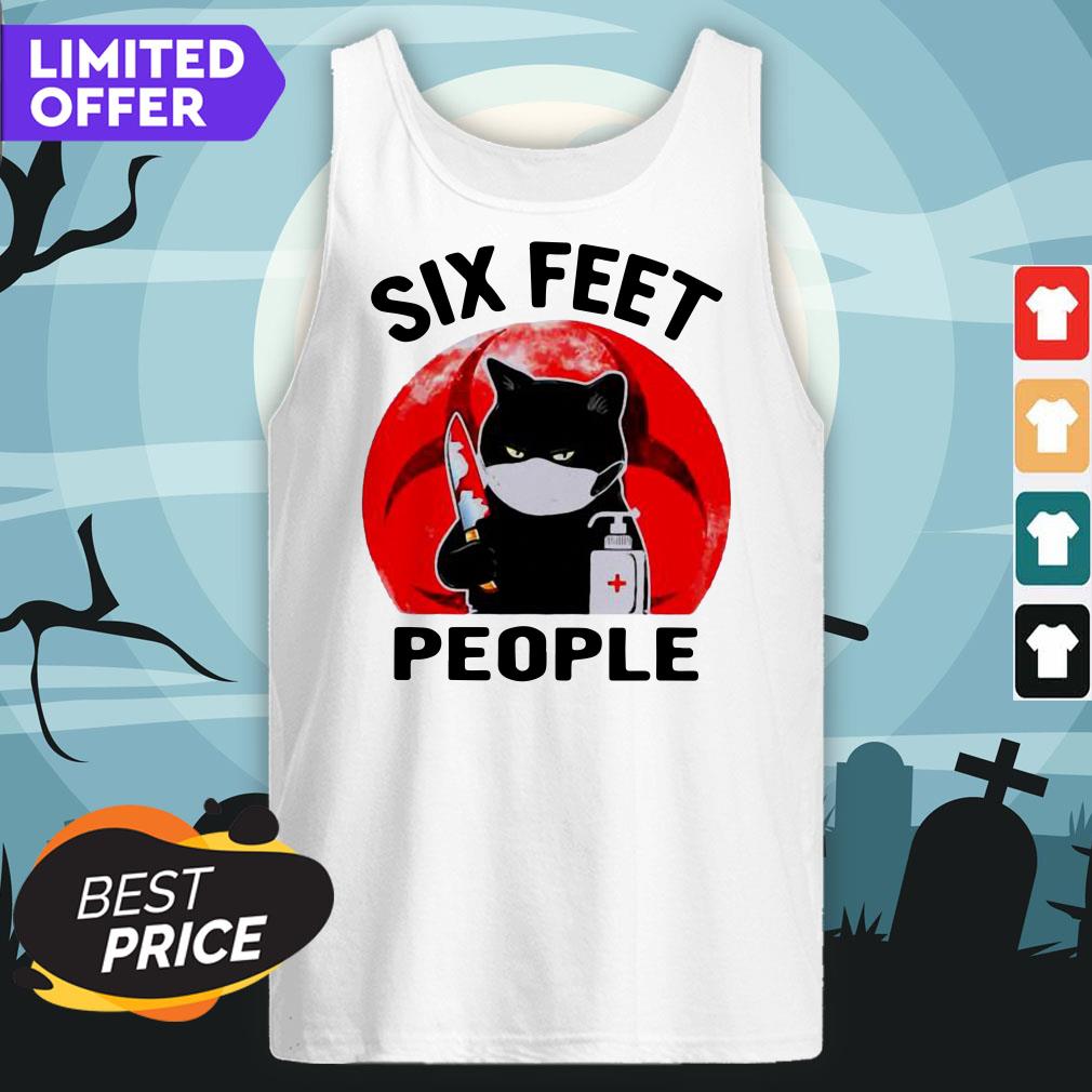 Black Cat Biohazard Symbol Six Feet People Halloween Shirt