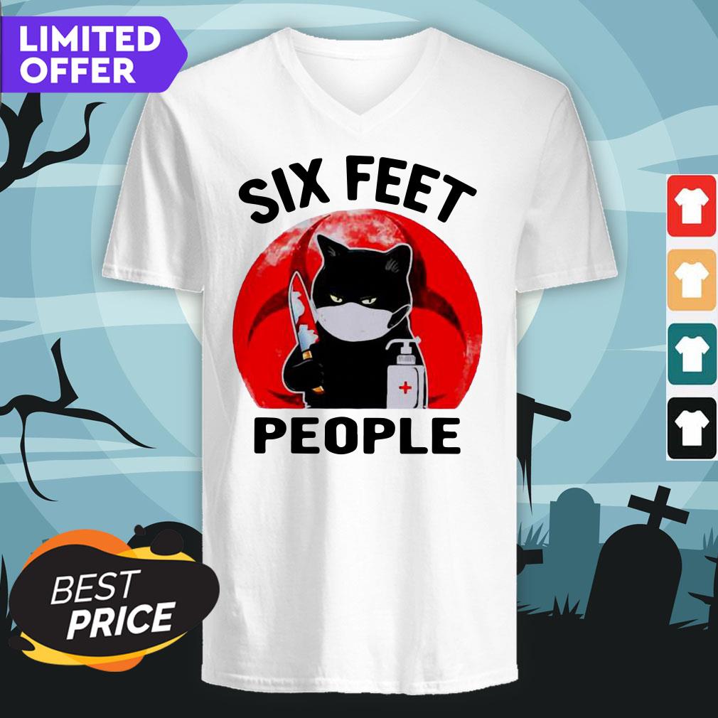 Black Cat Biohazard Symbol Six Feet People Halloween Shirt