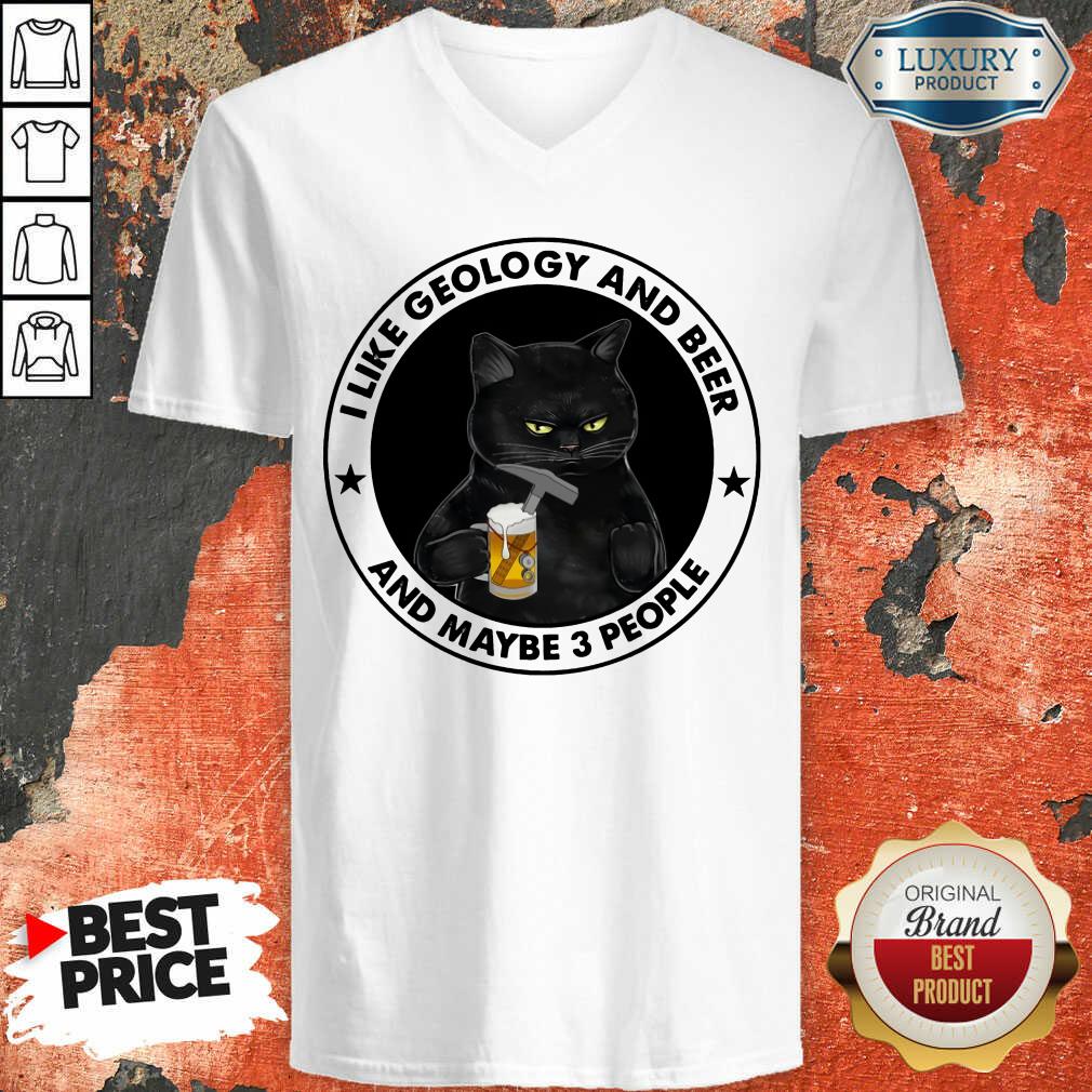Black Cat I Like Geology And Beer Shirt