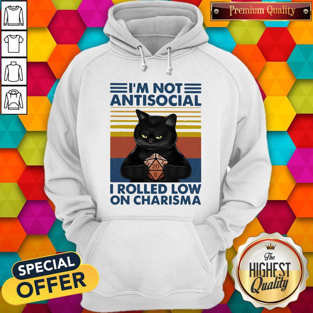Black Cat I'm Not Antisocial I Rolled Low On Charisma Vintage Retro Shirt