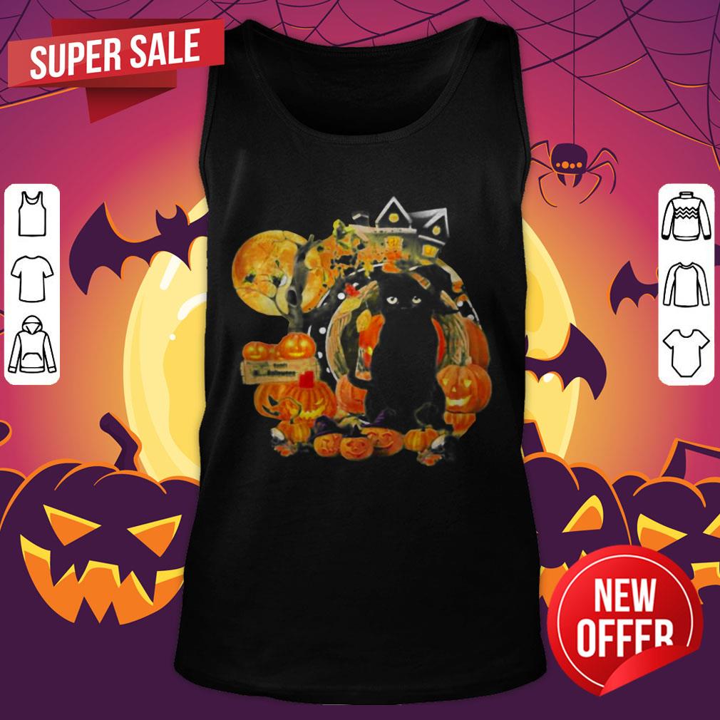 Black Cat Witch Pumpkin Witch Halloween Shirt