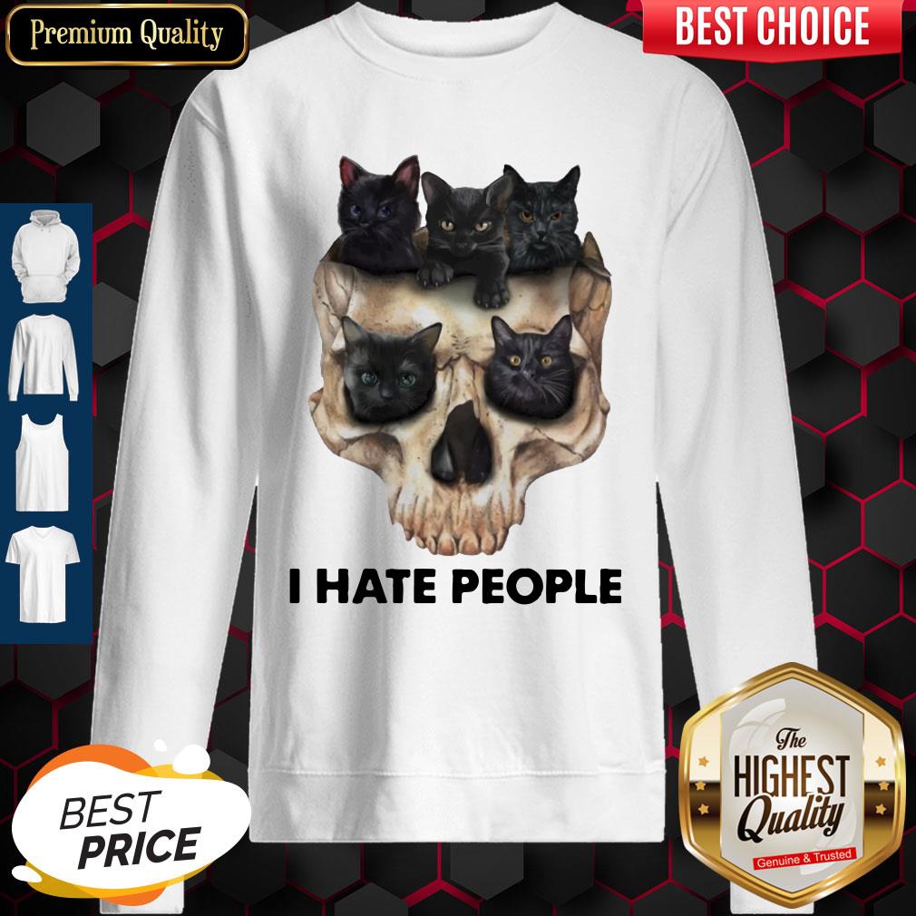 Black Cats Skull I Hate People Shirt