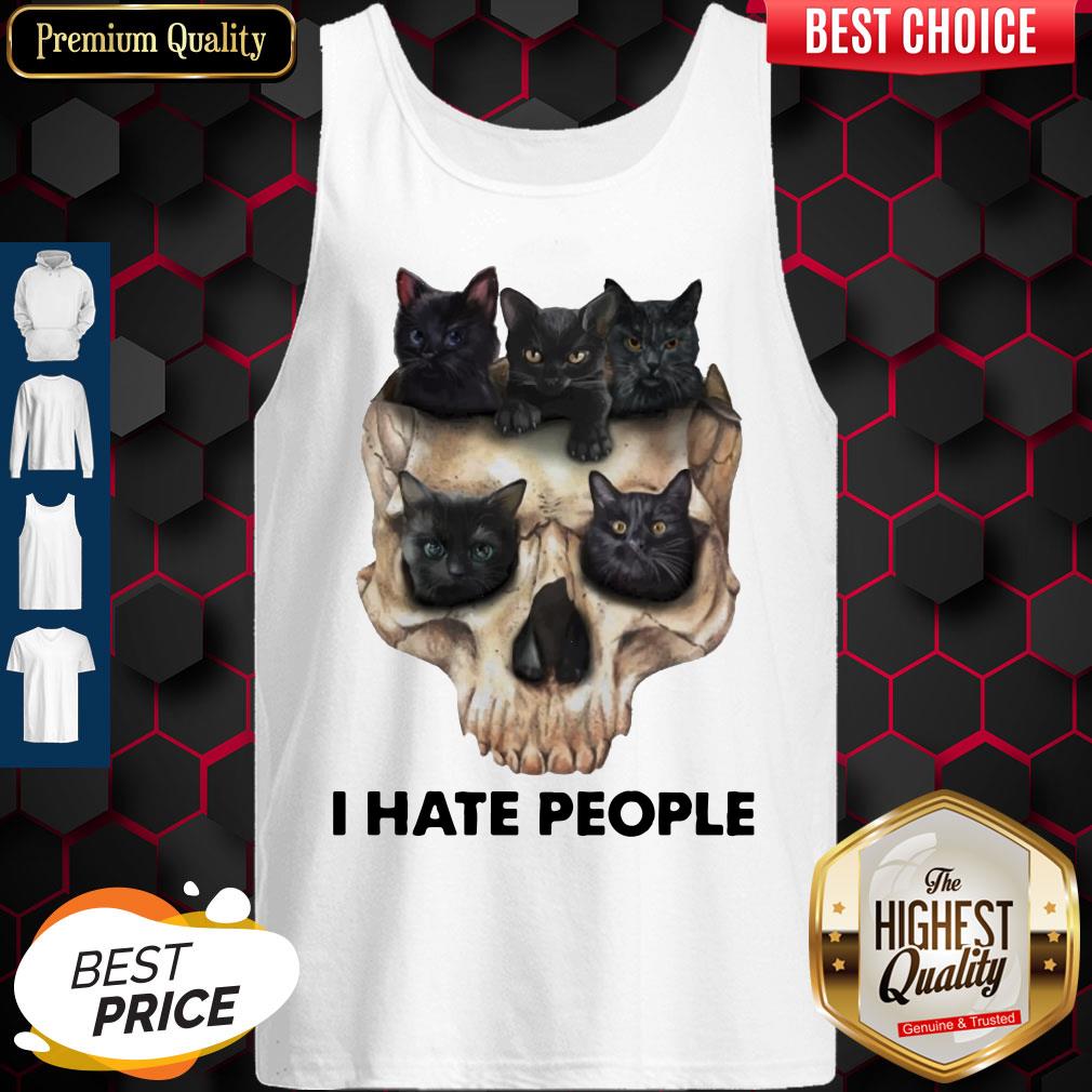 Black Cats Skull I Hate People Shirt