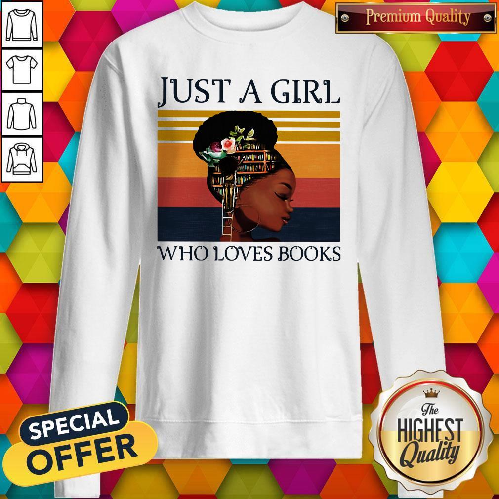 Black Woman Just A Girl Who Loves Books Vintage Retro Shirt