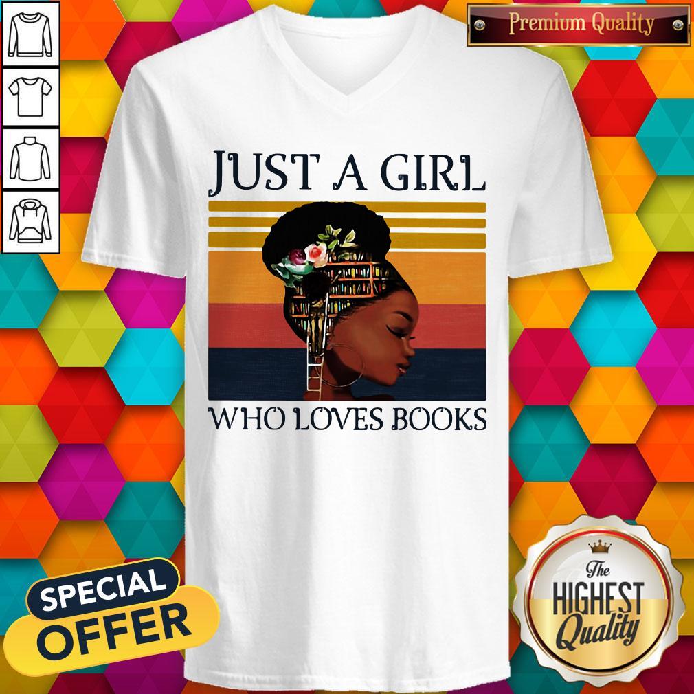 Black Woman Just A Girl Who Loves Books Vintage Retro Shirt