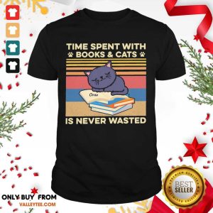 Sweet Time Spent With Books And Cats Is Never Wasted Vintage Shirt