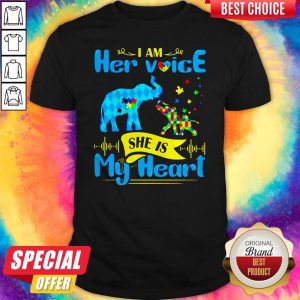 Pretty I Am Her Voice She Is My Heart Elephant Family Autism Shirt