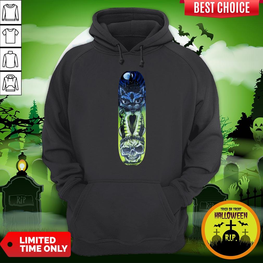 Cat Halloween Sugar Skull Skateboard Day Of Dead Shirt