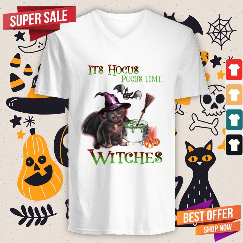 Cat Its Hocus Pocus Time Witch Halloween Shirt