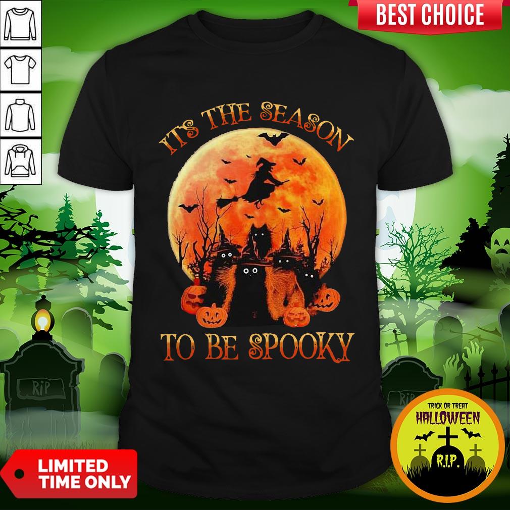 Cat It’s The Season To Be Spooky Moon Halloween Shirt
