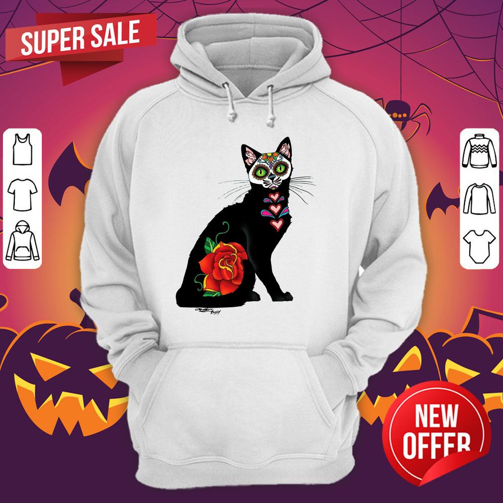 Cat Make Sugar Skull With Rose Day Of The Dead Shirt