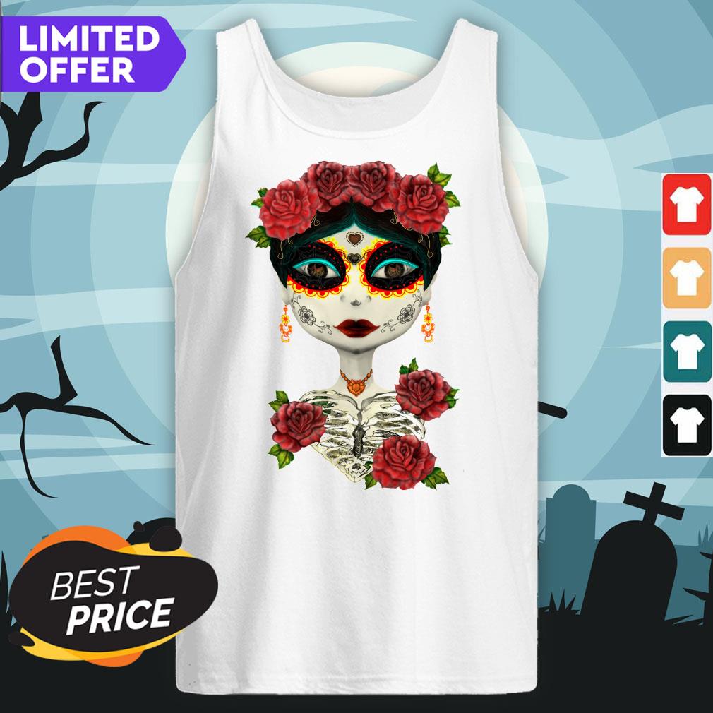 Catrina Girl Rose Sugar Skull Day Of Dead Muertos Shirt