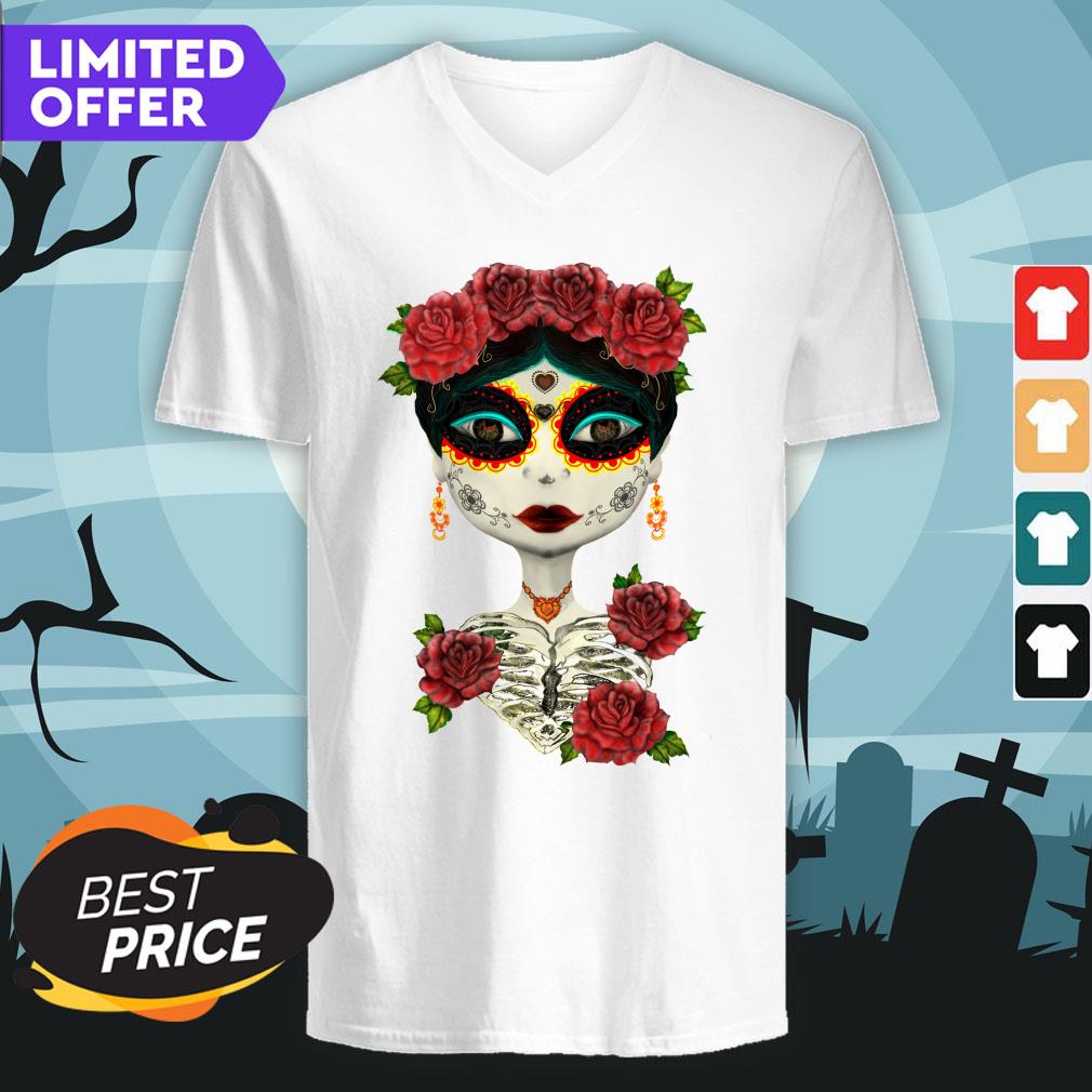 Catrina Girl Rose Sugar Skull Day Of Dead Muertos Shirt